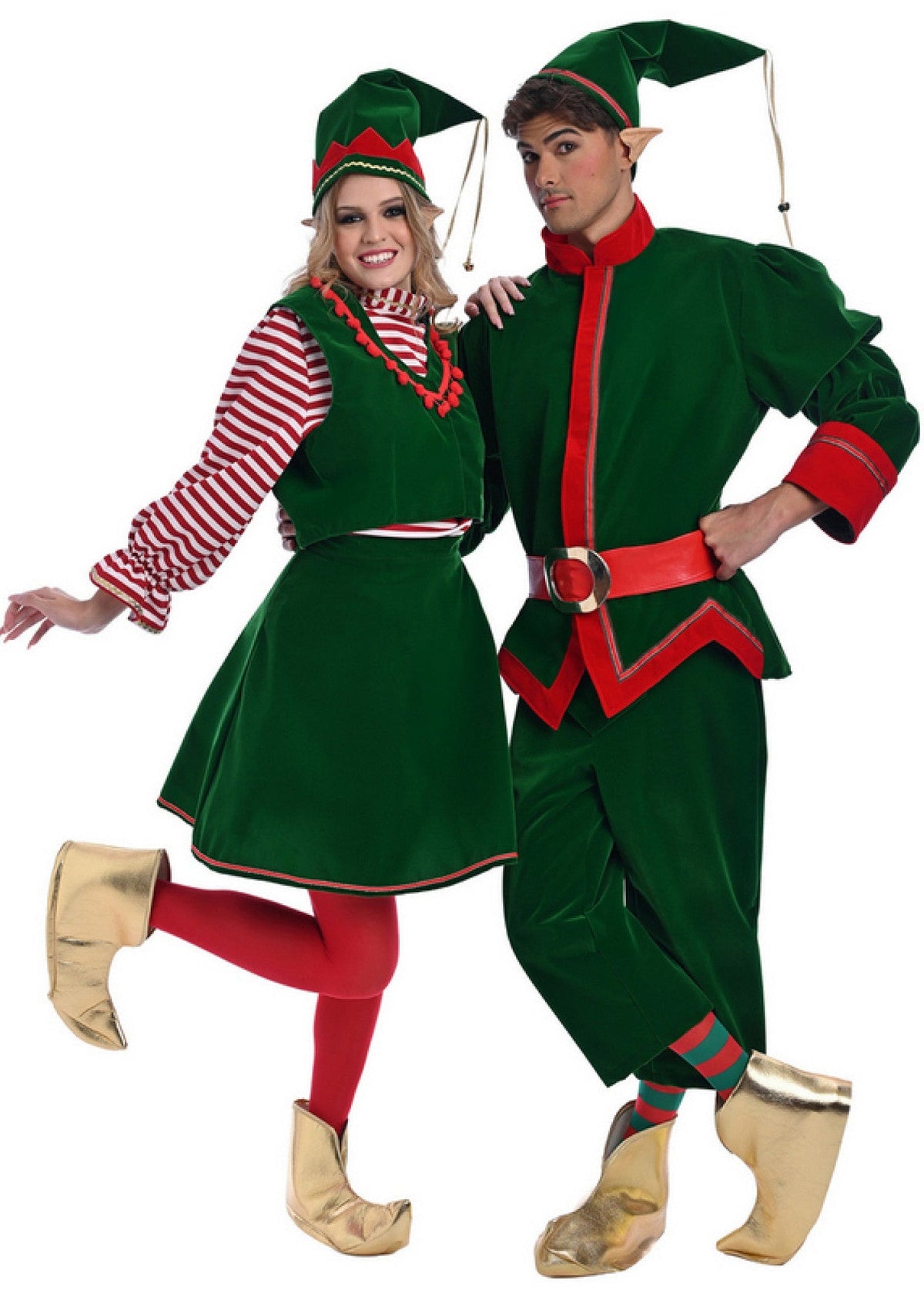 Christmas Green Velvet Elf Costume - Adult Male