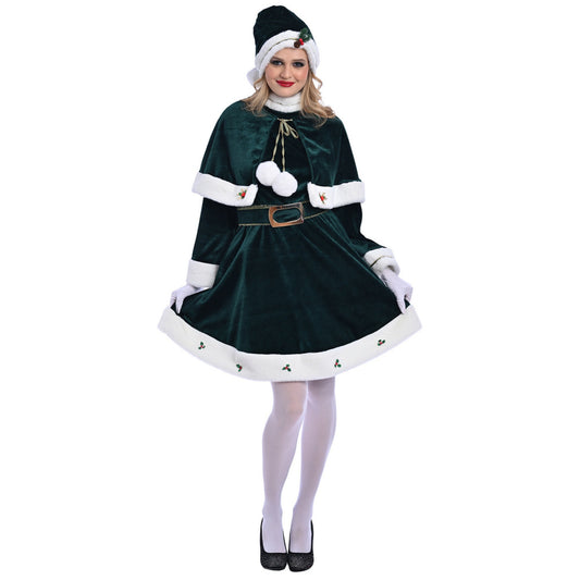 Christmas Green Miss Santa Costume - Adult Woman