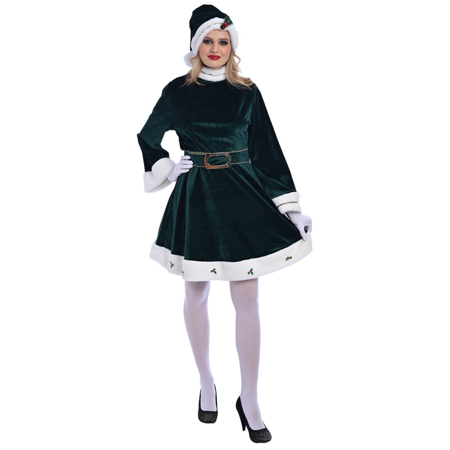 Christmas Green Miss Santa Costume - Adult Woman