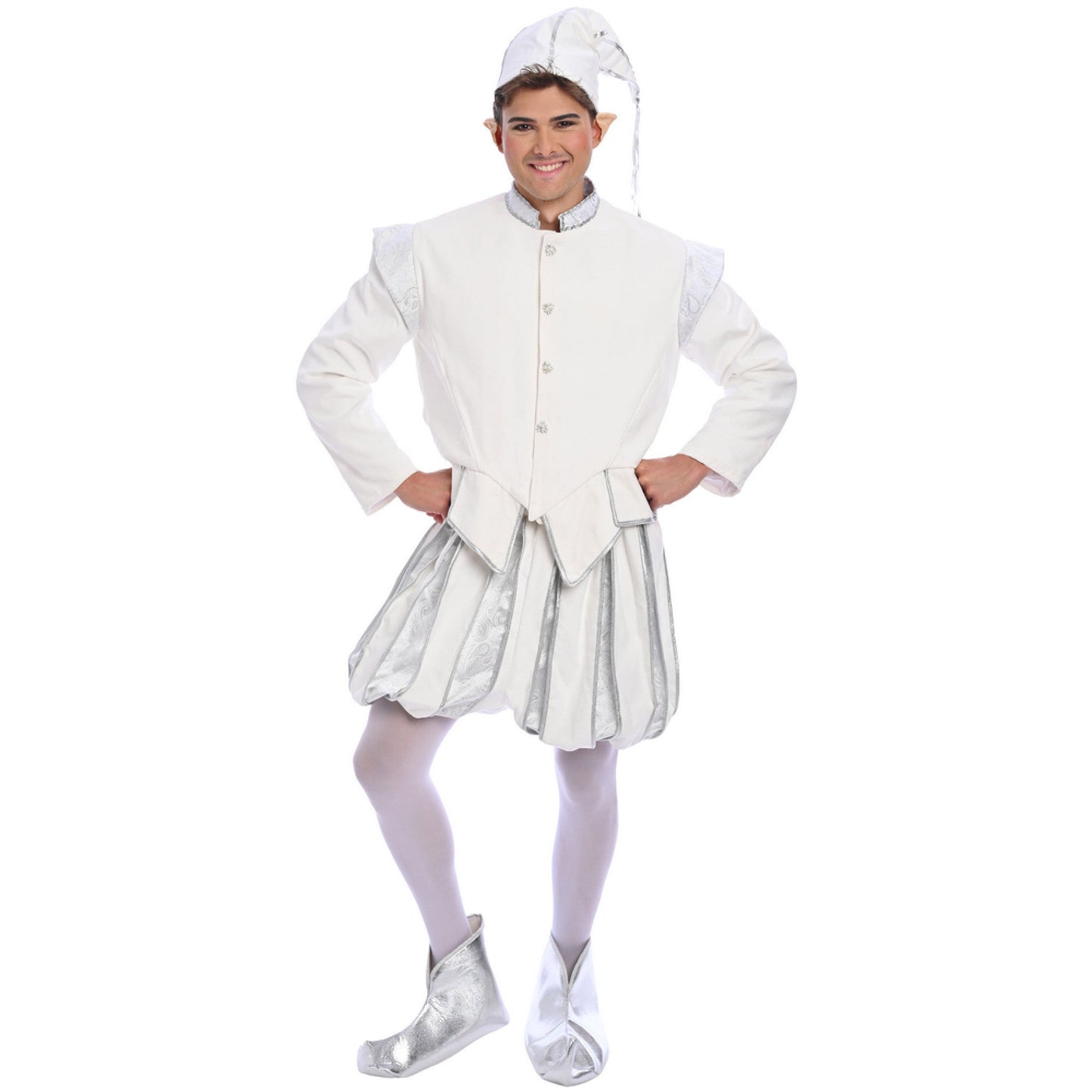 Christmas White Velvet Elf Costume - Adult Male