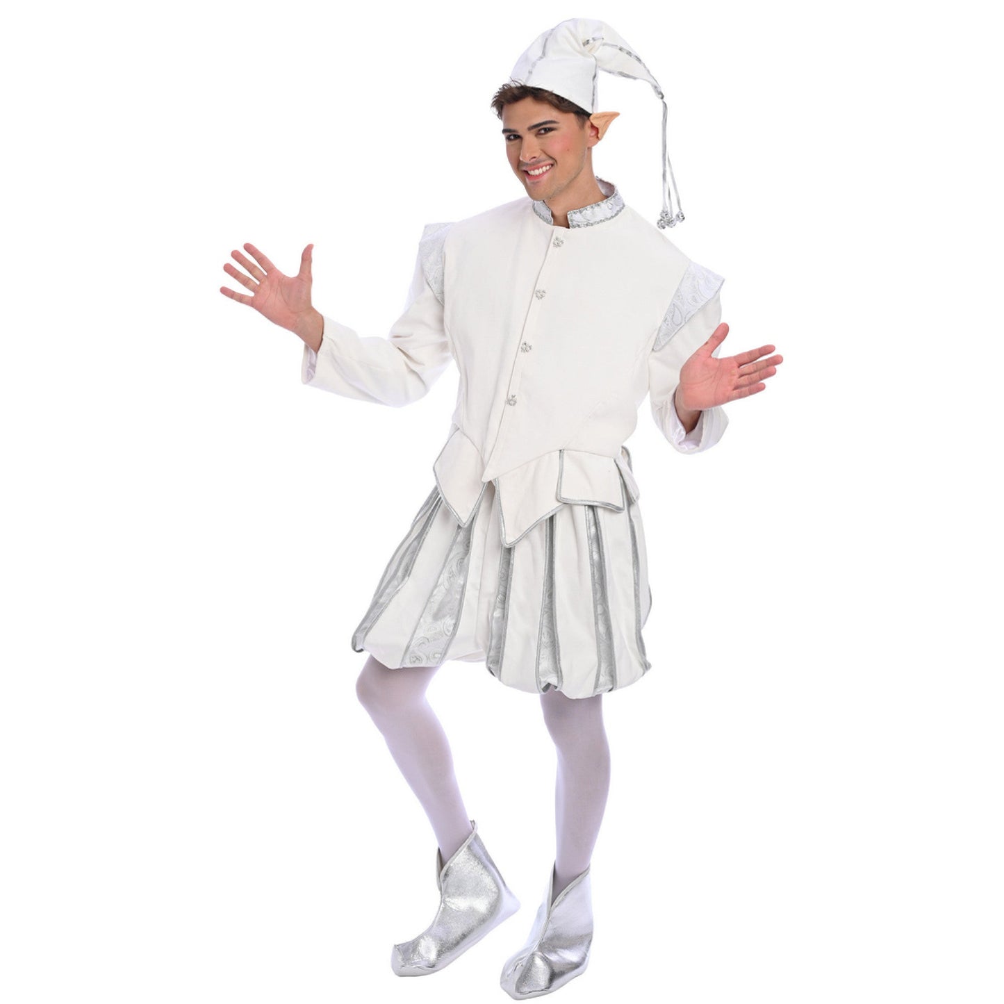 Christmas White Velvet Elf Costume - Adult Male
