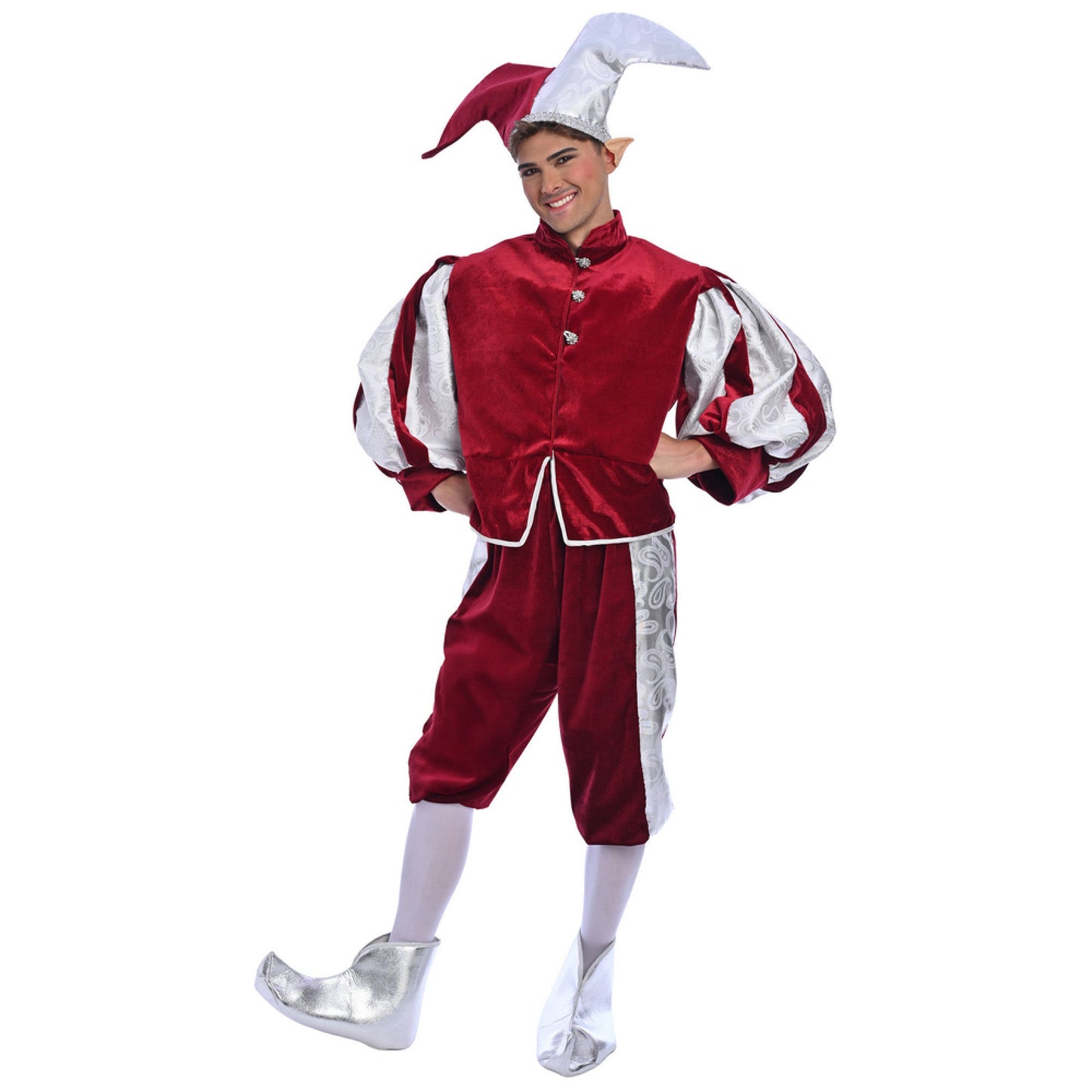 Christmas Burgundy Velvet Elf Costume - Adult Male