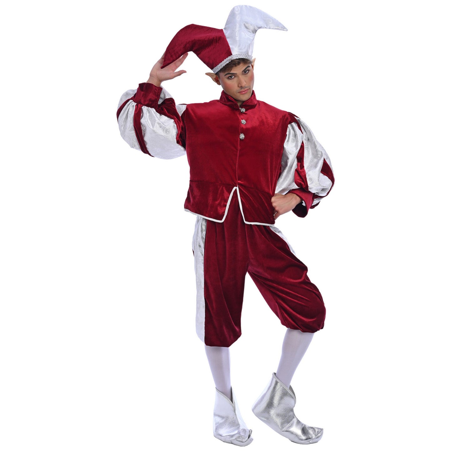 Christmas Burgundy Velvet Elf Costume - Adult Male