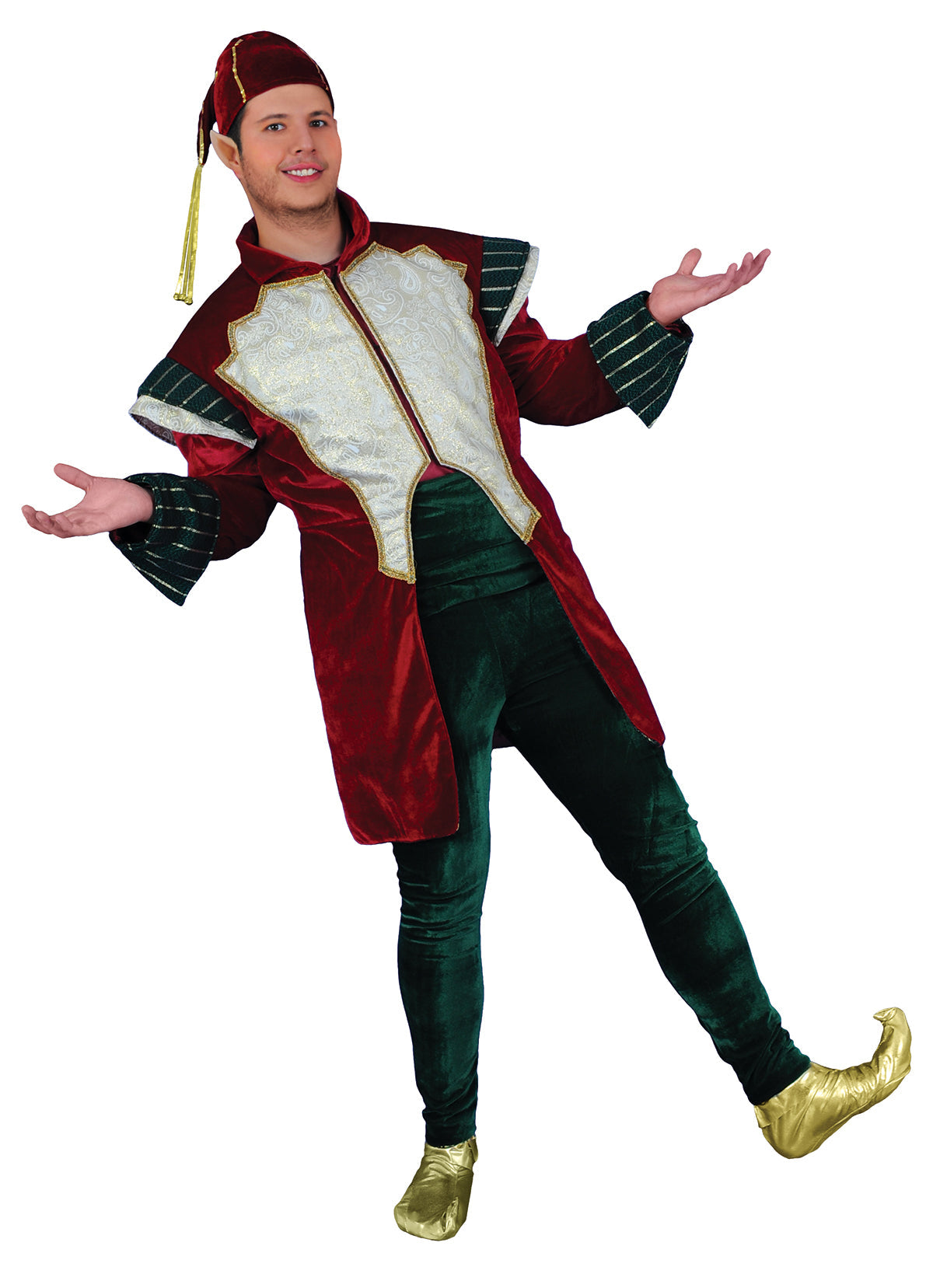 Christmas Burgundy Elf Costume - Adult Male