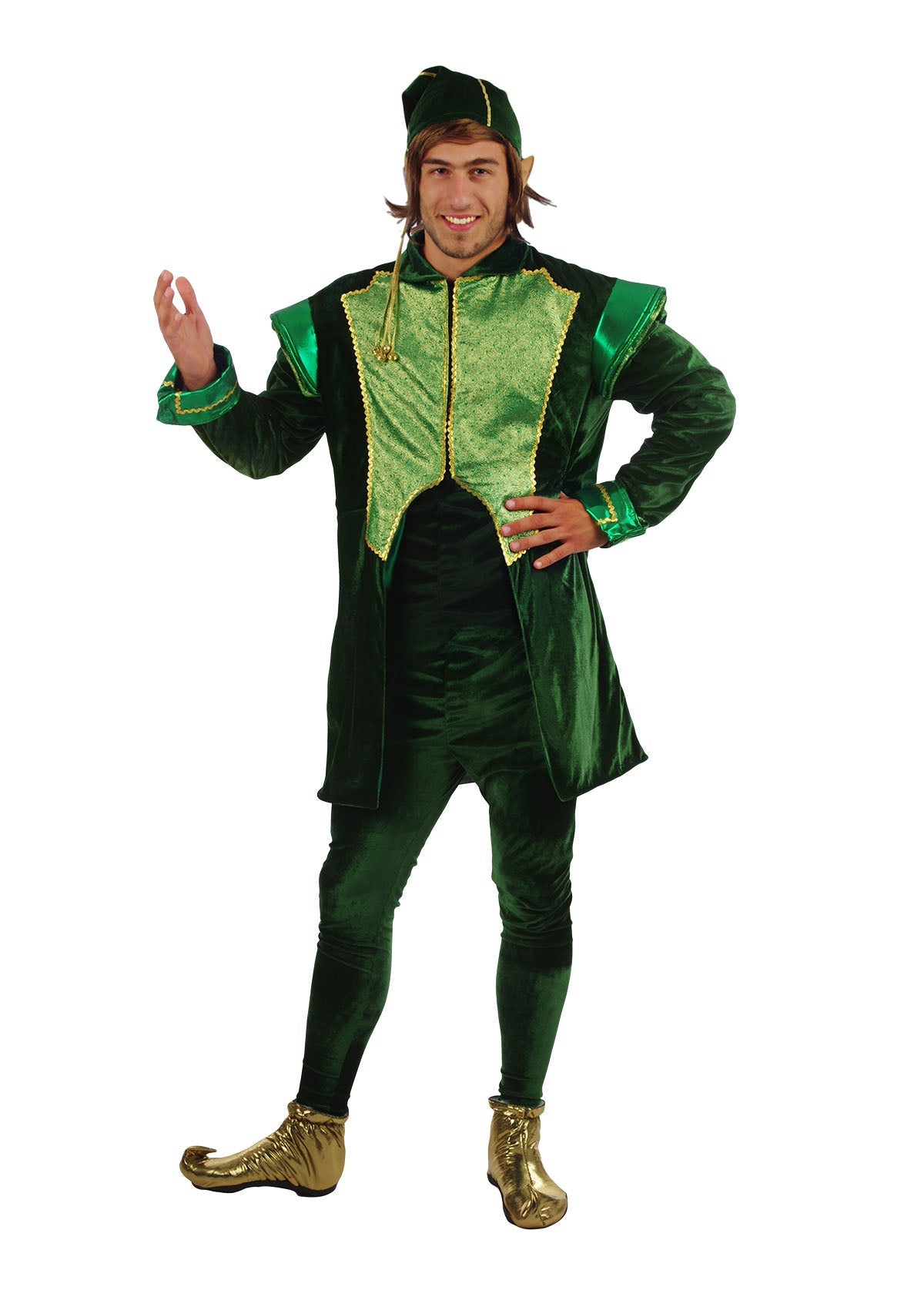 Christmas Elf Costume Deluxe Green - Adult Male