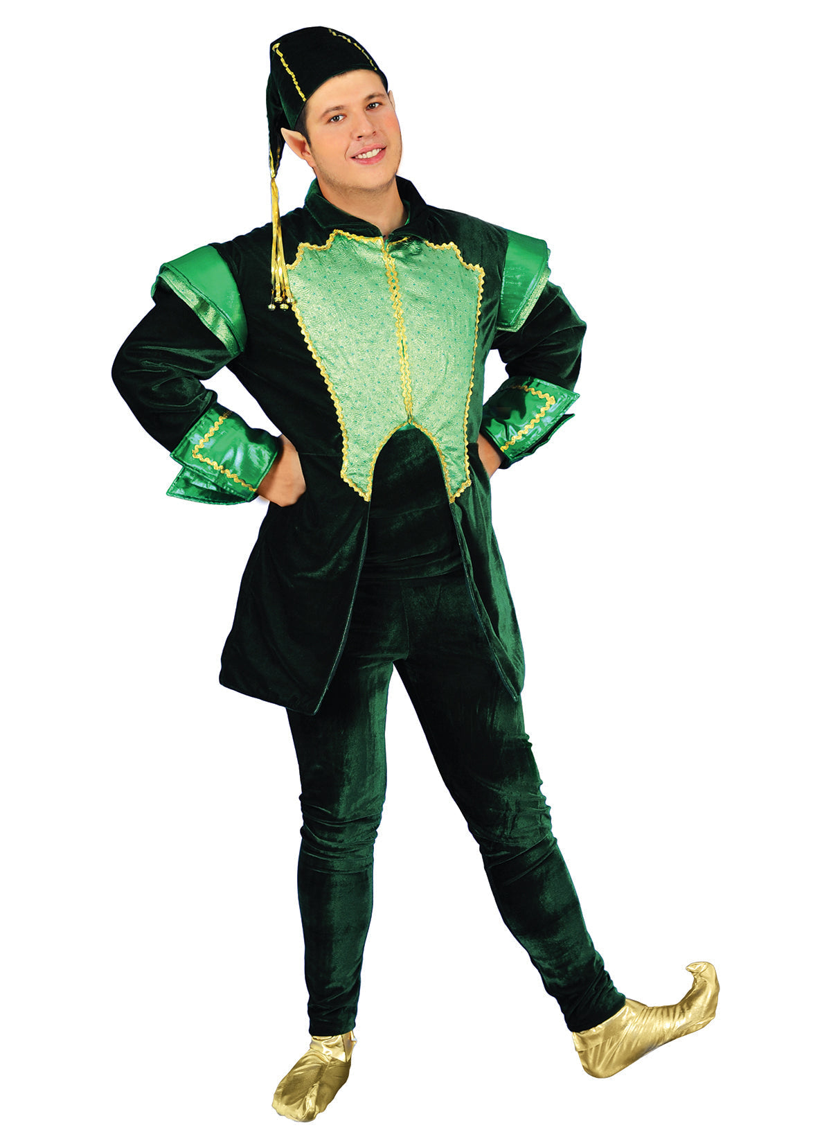 Christmas Elf Costume Deluxe Green - Adult Male