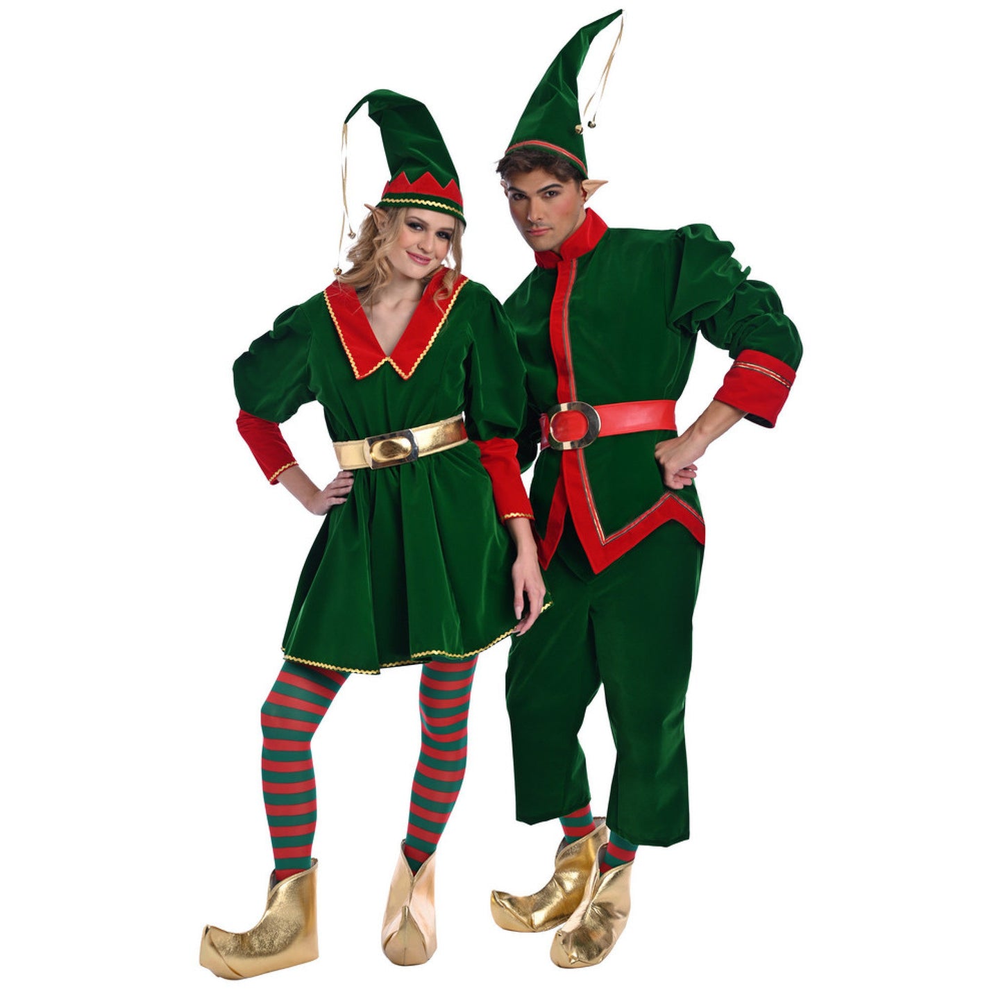 Christmas Green Velvet Elf Costume - Adult Male
