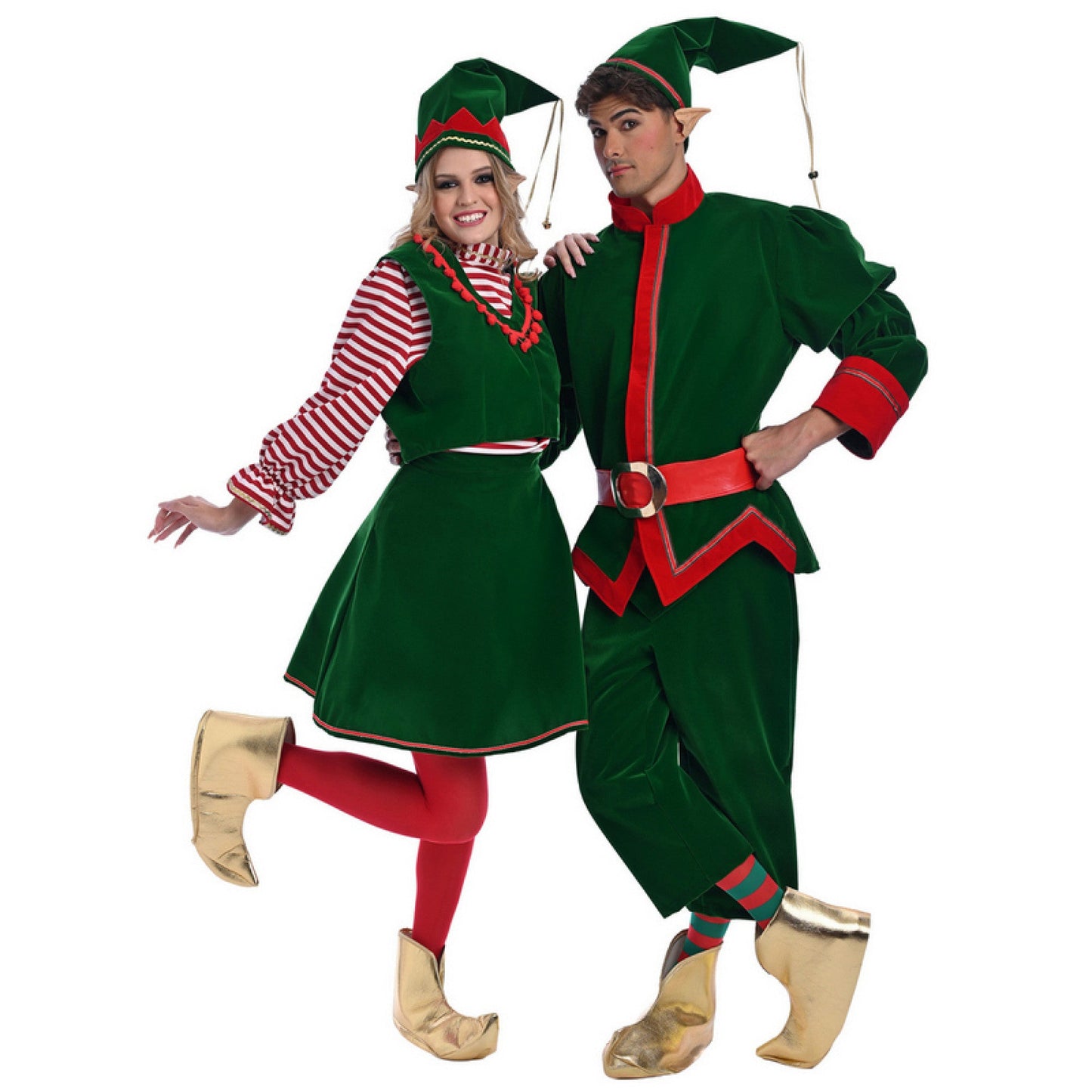 Christmas Green Velvet Elf Costume - Adult Male