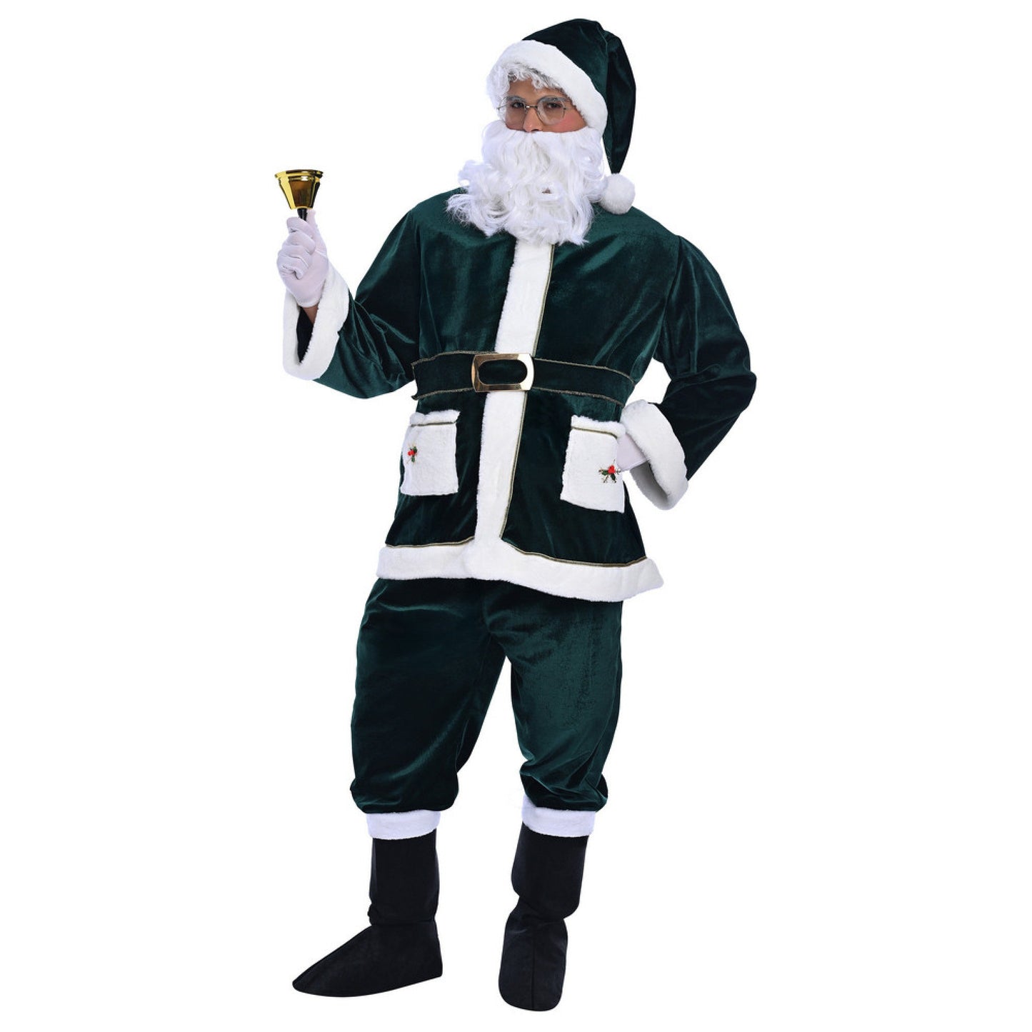Christmas Green Santa Claus Costume - Adult Male
