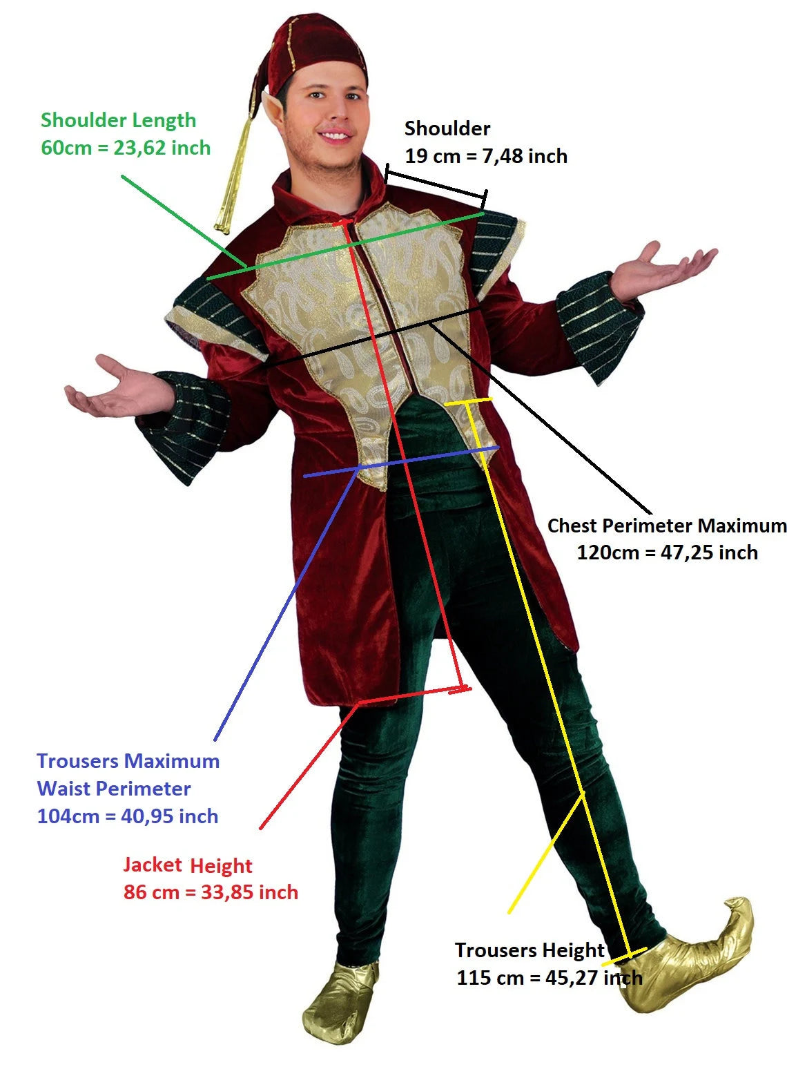 Christmas Burgundy Elf Costume - Adult Male